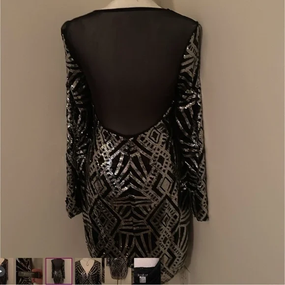 NWT Black Sequin Embellished Dress 6 - Picture 2 of 8